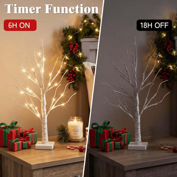 2-Pack Pre-Lit Birch Tree Lights (26") with Soft Warm LEDs