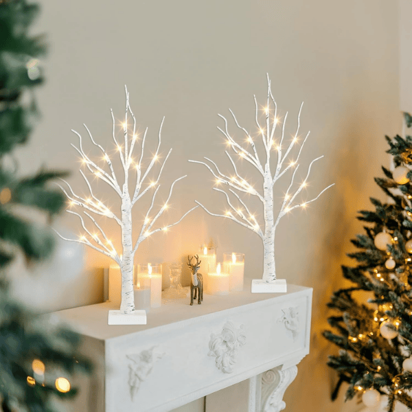 2-Pack Pre-Lit Birch Tree Lights (26") with Soft Warm LEDs