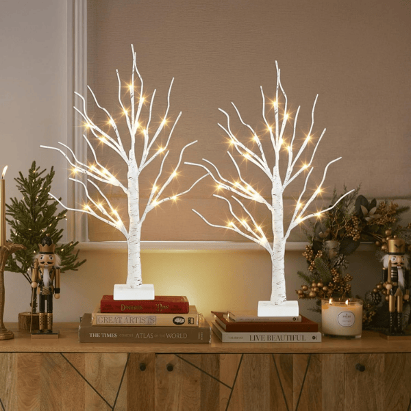 2-Pack Pre-Lit Birch Tree Lights (26") with Soft Warm LEDs