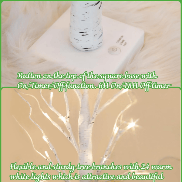 2-Pack Pre-Lit Birch Tree Lights (26") with Soft Warm LEDs