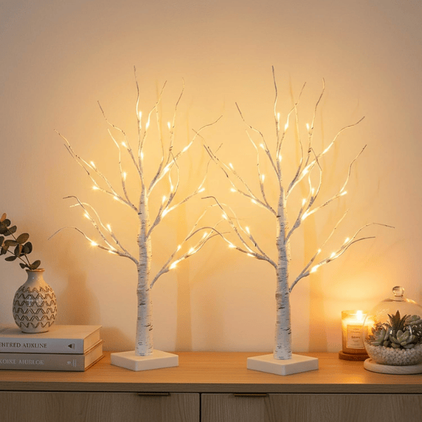 2-Pack Pre-Lit Birch Tree Lights (26") with Soft Warm LEDs