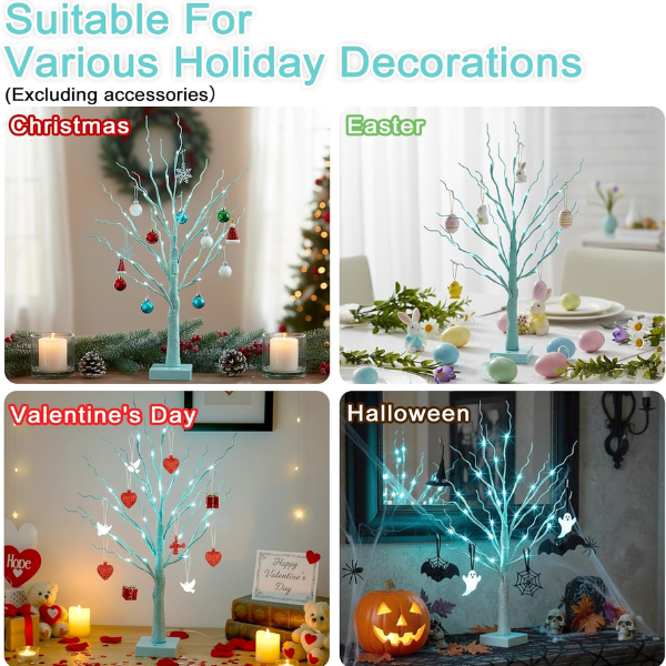 2-Pack Pre-Lit Birch Tree Lights (26") with Soft Warm LEDs