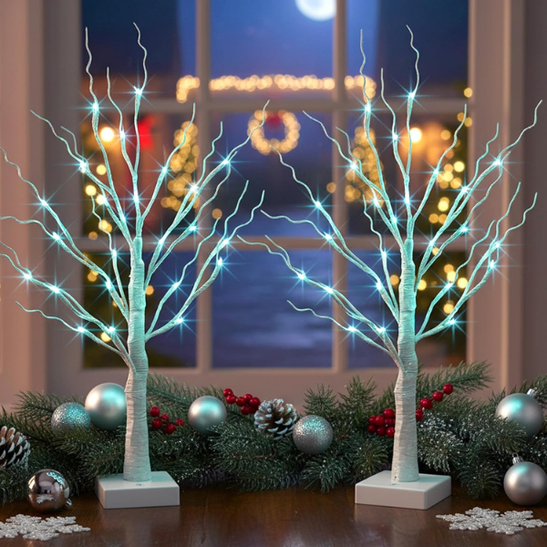 2-Pack Pre-Lit Birch Tree Lights (26") with Soft Warm LEDs