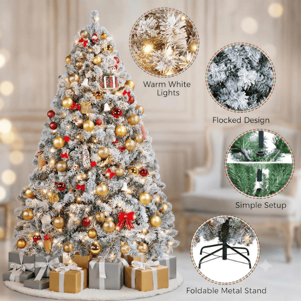 Pre-Lit Artificial Christmas Tree with 250 Warm White Lights