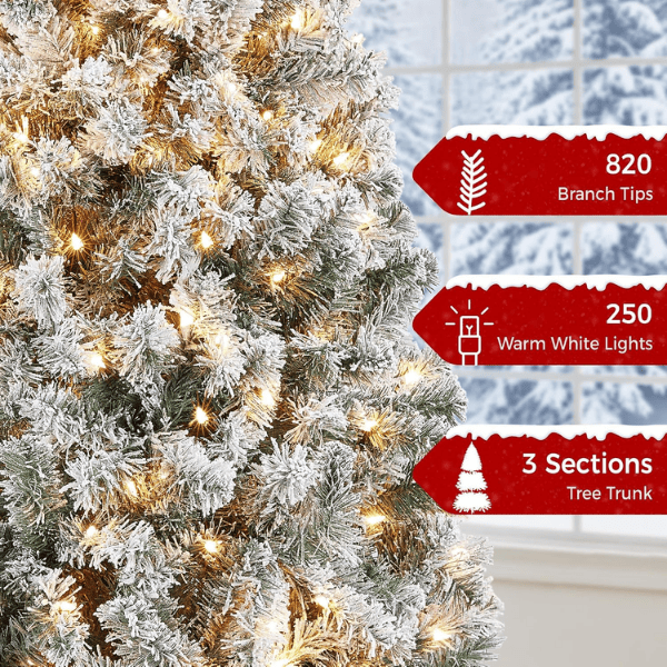 Pre-Lit Artificial Christmas Tree with 250 Warm White Lights
