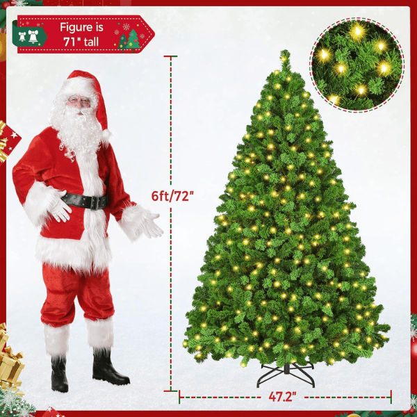 Pre-Lit Artificial Christmas Tree with 250 Warm White Lights