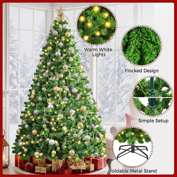 Pre-Lit Artificial Christmas Tree with 250 Warm White Lights