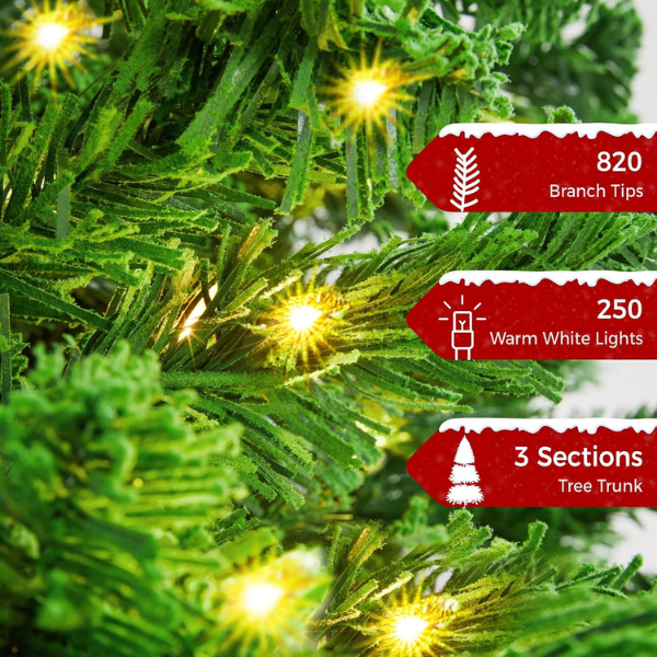 Pre-Lit Artificial Christmas Tree with 250 Warm White Lights