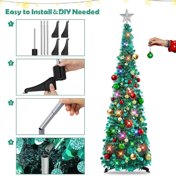 Pop-Up Collapsible Tinsel Christmas Tree