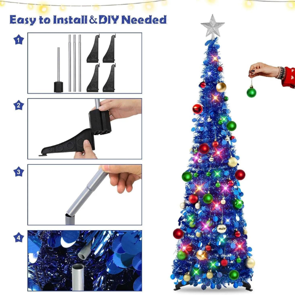 Pop-Up Collapsible Tinsel Christmas Tree