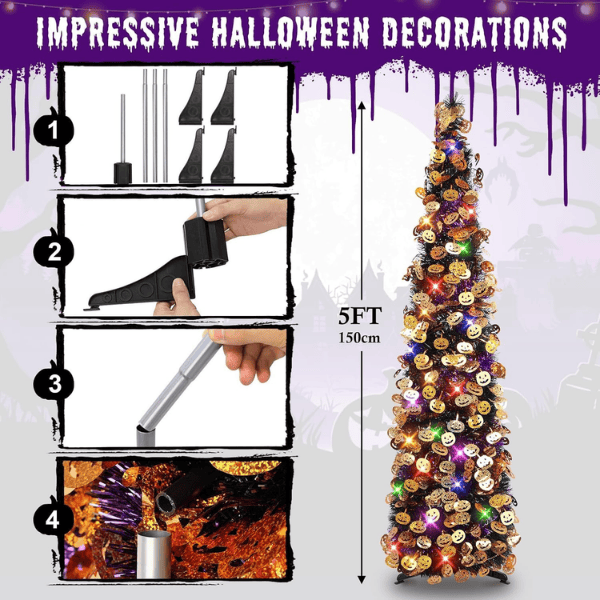 Pop-Up Collapsible Tinsel Christmas Tree