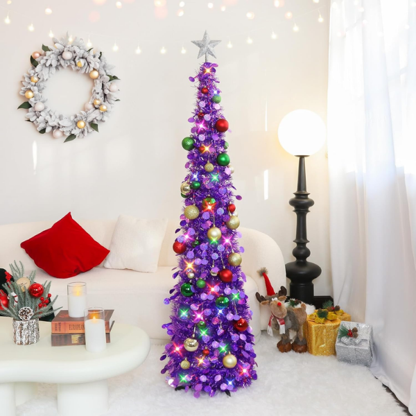 Pop-Up Collapsible Tinsel Christmas Tree