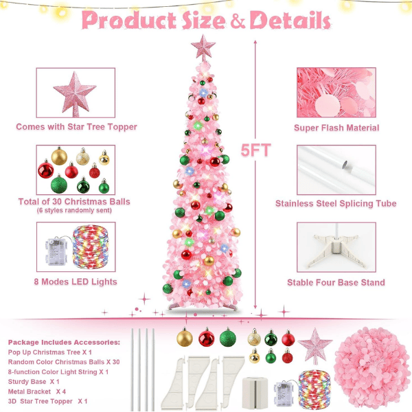 Pop-Up Collapsible Tinsel Christmas Tree