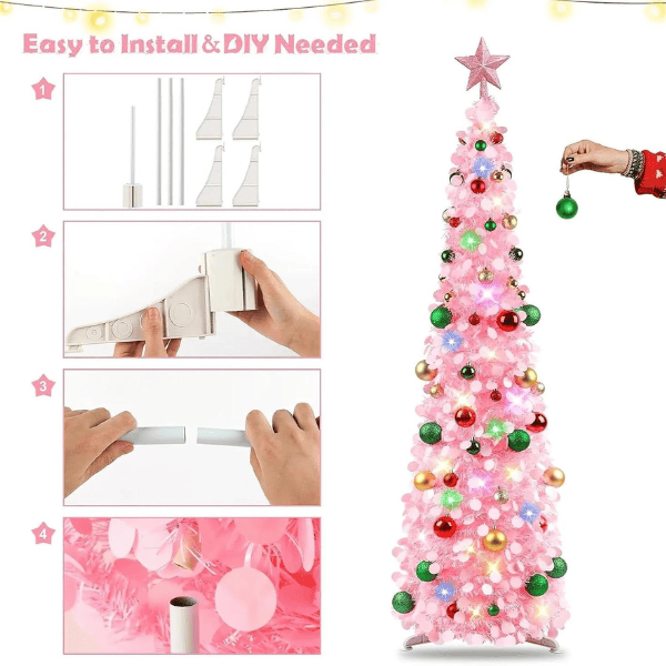 Pop-Up Collapsible Tinsel Christmas Tree