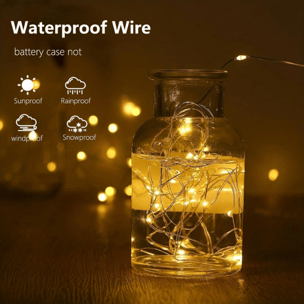 4-Pack Battery-Operated Waterproof LED Fairy Lights with Auto Timer