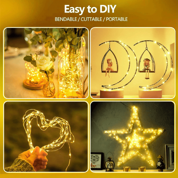 4-Pack Battery-Operated Waterproof LED Fairy Lights with Auto Timer