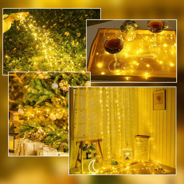 4-Pack Battery-Operated Waterproof LED Fairy Lights with Auto Timer