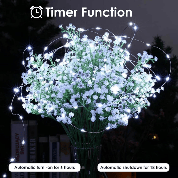 4-Pack Battery-Operated Waterproof LED Fairy Lights with Auto Timer