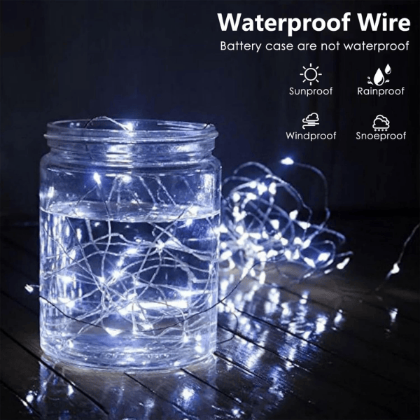 4-Pack Battery-Operated Waterproof LED Fairy Lights with Auto Timer