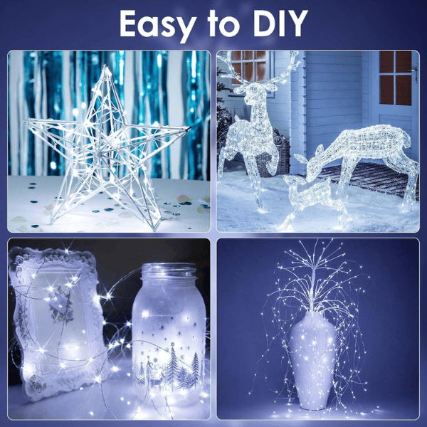 4-Pack Battery-Operated Waterproof LED Fairy Lights with Auto Timer