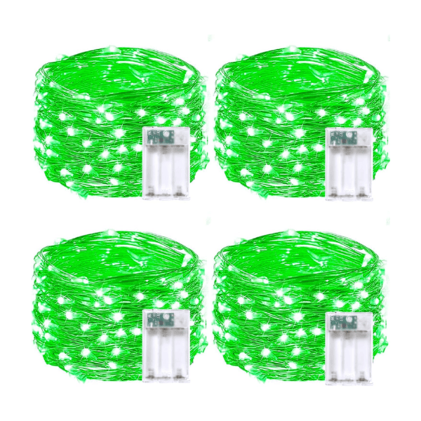 4-Pack Battery-Operated Waterproof LED Fairy Lights with Auto Timer