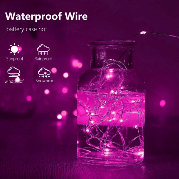 4-Pack Battery-Operated Waterproof LED Fairy Lights with Auto Timer