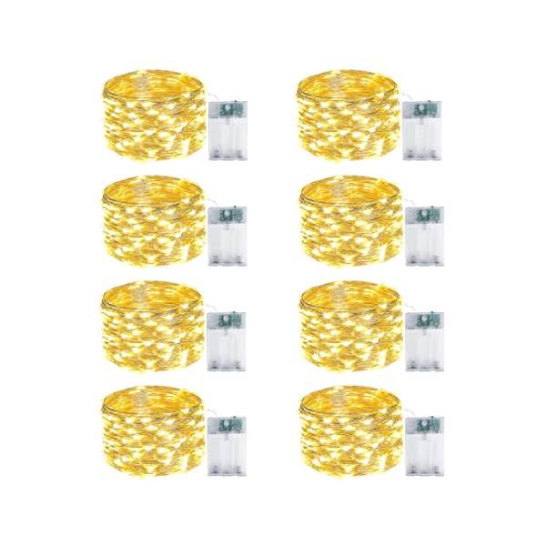 4-Pack Battery-Operated Waterproof LED Fairy Lights with Auto Timer