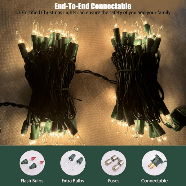 100-Count Classic Mini Clear Christmas Lights