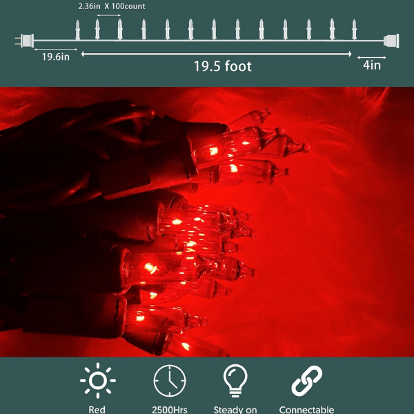 100-Count Classic Mini Clear Christmas Lights