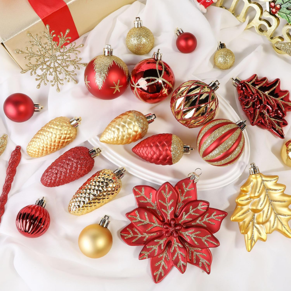 106-Piece Shatterproof Christmas Tree Ball & Novelty Ornament Set