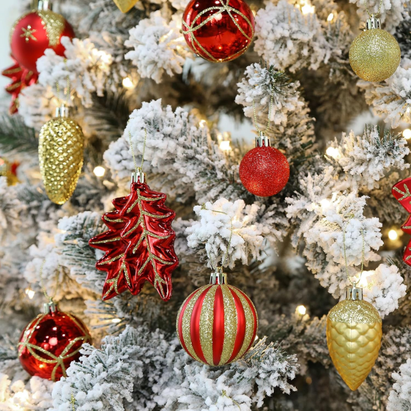 106-Piece Shatterproof Christmas Tree Ball & Novelty Ornament Set