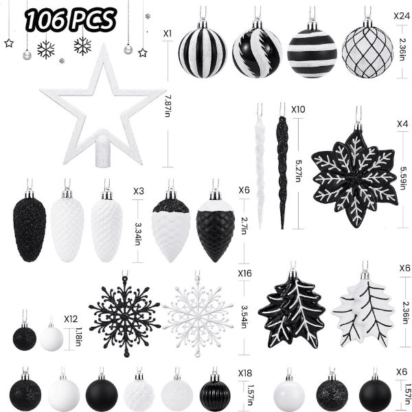 106-Piece Shatterproof Christmas Tree Ball & Novelty Ornament Set