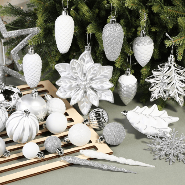 106-Piece Shatterproof Christmas Tree Ball & Novelty Ornament Set