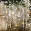 18-Piece Blue & Clear Crystal Acrylic Christmas Tree Ornaments Set
