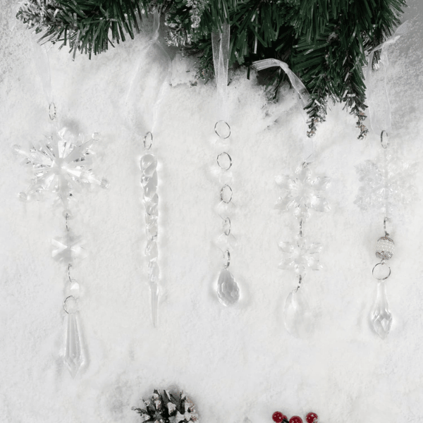 18-Piece Blue & Clear Crystal Acrylic Christmas Tree Ornaments Set