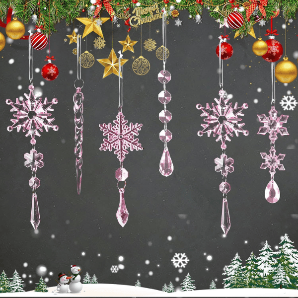 18-Piece Blue & Clear Crystal Acrylic Christmas Tree Ornaments Set