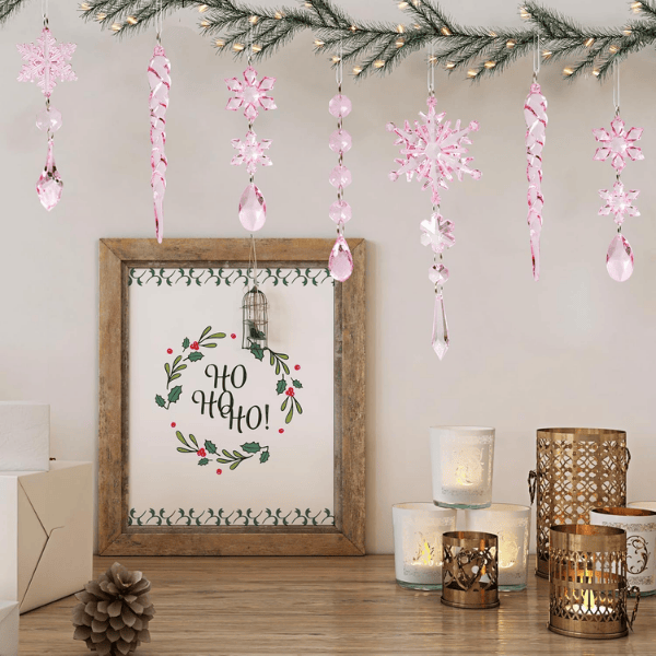 18-Piece Blue & Clear Crystal Acrylic Christmas Tree Ornaments Set