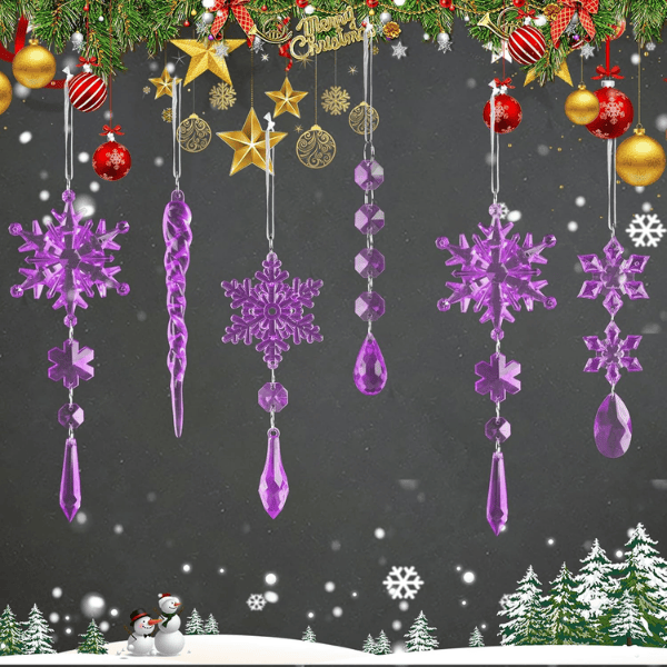 18-Piece Blue & Clear Crystal Acrylic Christmas Tree Ornaments Set