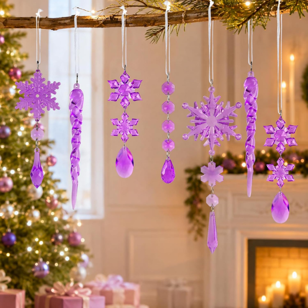 18-Piece Blue & Clear Crystal Acrylic Christmas Tree Ornaments Set