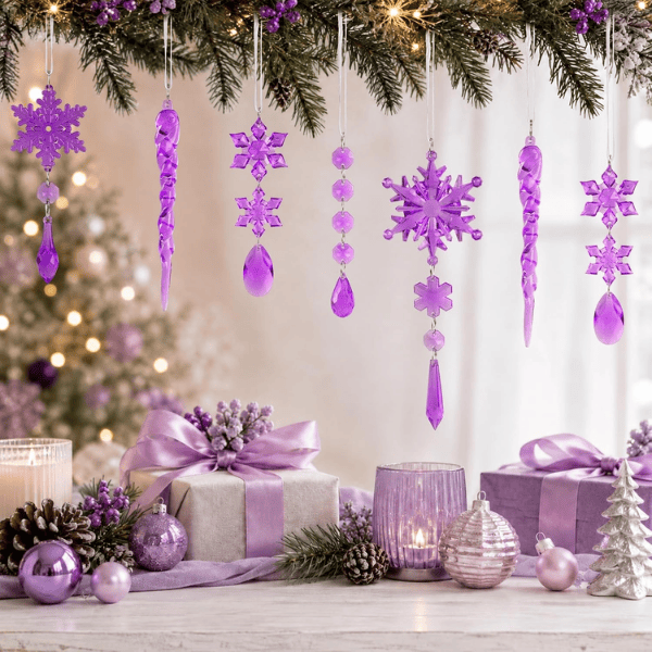 18-Piece Blue & Clear Crystal Acrylic Christmas Tree Ornaments Set